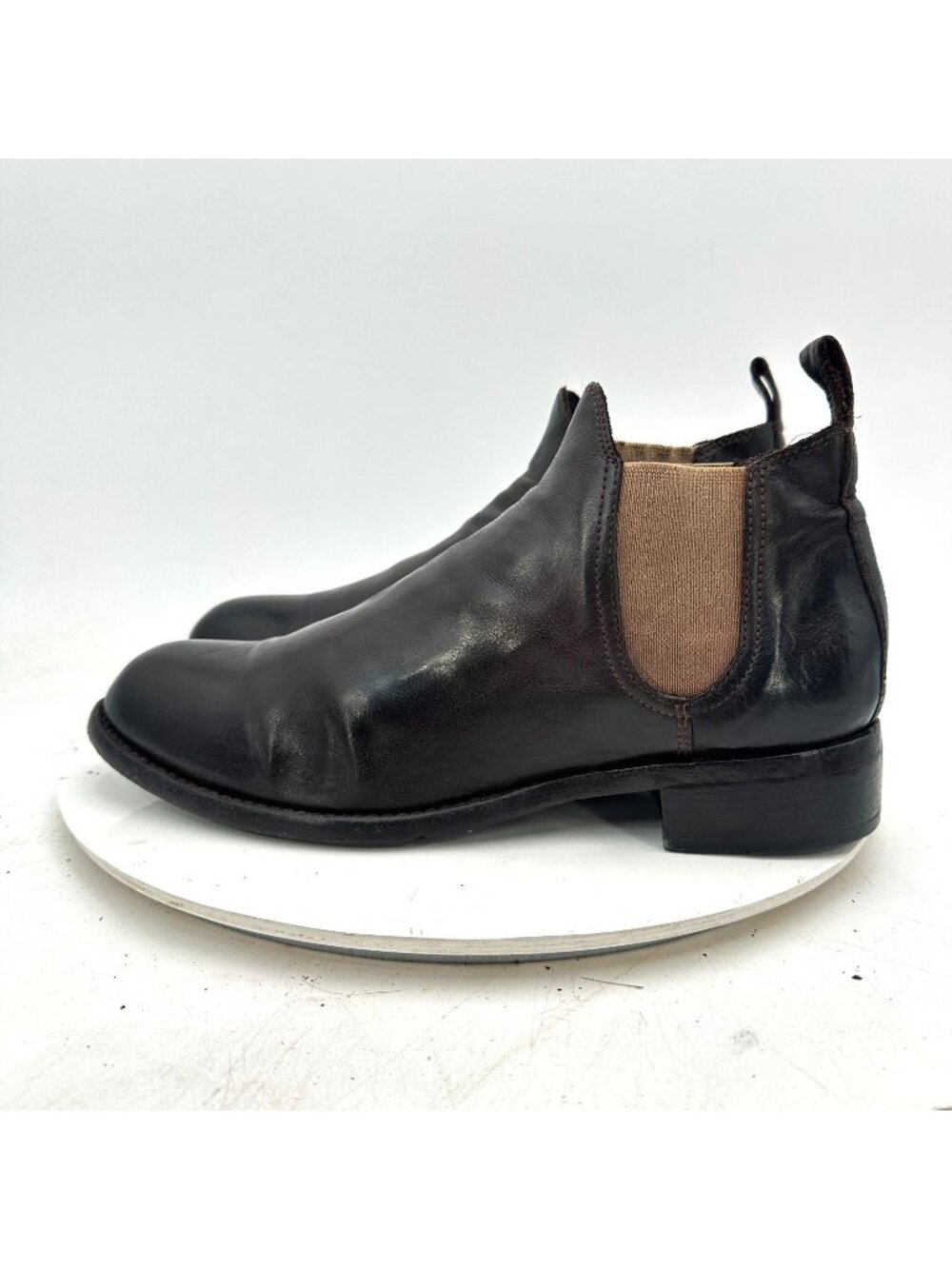 Lemargo Women Size EU 41 US 11 Brown Leather Side Elastic Pull On Chelsea Boot